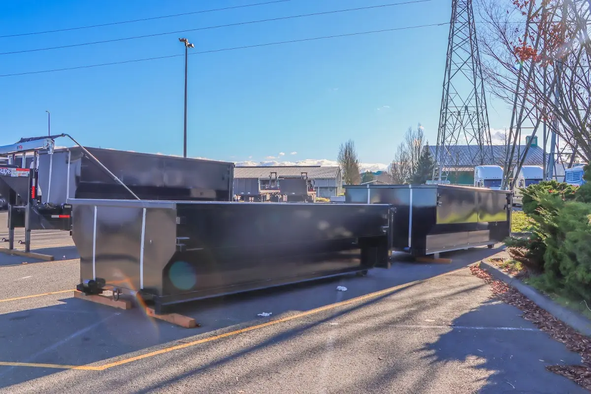 Roll-off dumpster ready for waste disposal at job site for 15 Yard Dumpster Rental in Venus